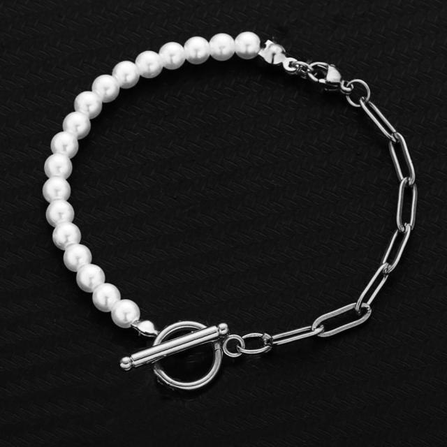 Delicate pearl stainless steel bracelet