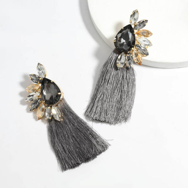 Diamond long tassel earrings Bohemian