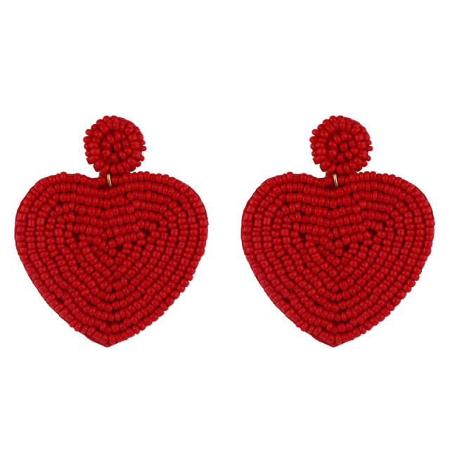 Bohemian love pendant seed bead earrings