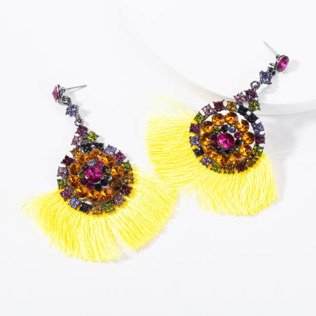 Diamond round tassel earrings Bohemian