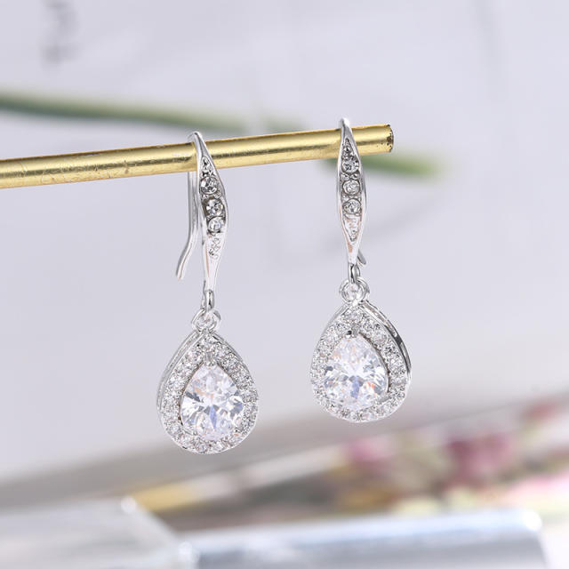 Drop cubic zircon bridal earrings
