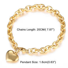 Korean fashion heart charm stainless steel bracelet chain toggle bracelet