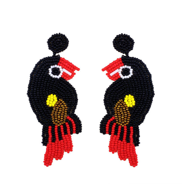 New bohemian style bird seed bead earrings