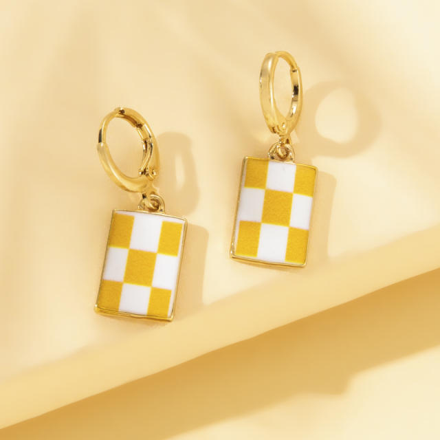 Retro plaid earrings