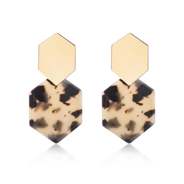 Ins style hexagon earrings
