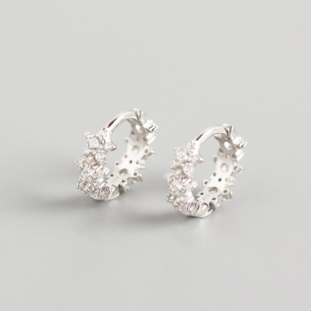 S925 star diamond huggie earrings