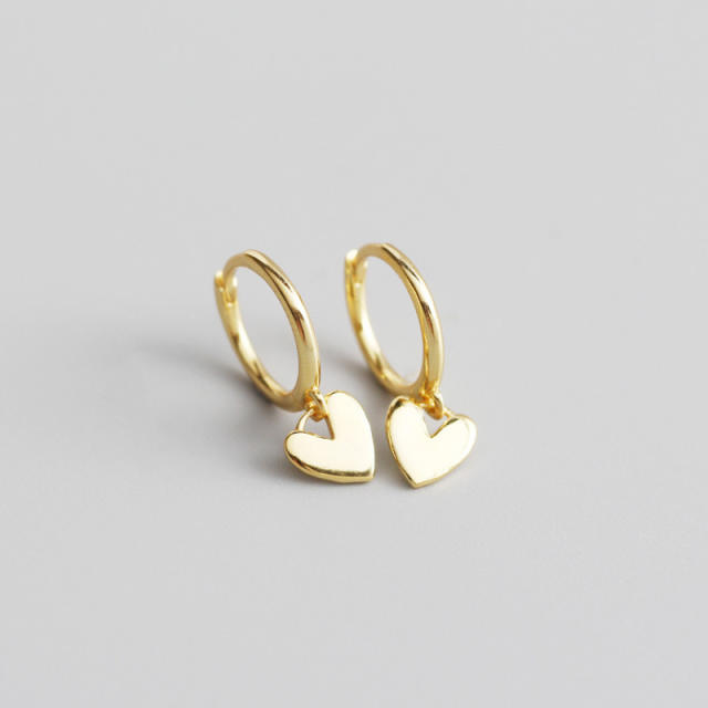 Tiny heart S925 huggie earrings