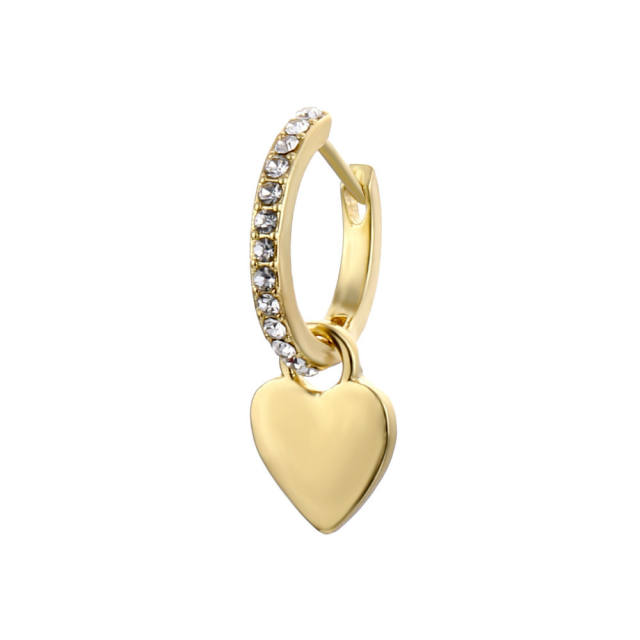 Rhinestone love heart  huggie earrings(1pcs price)