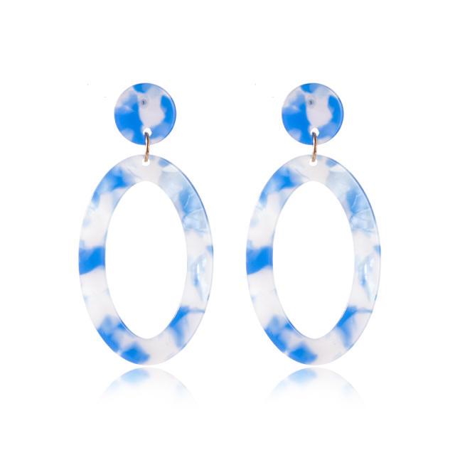 Acrylic oval pendant earrings