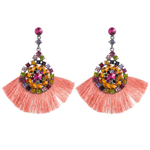 Diamond round tassel earrings Bohemian