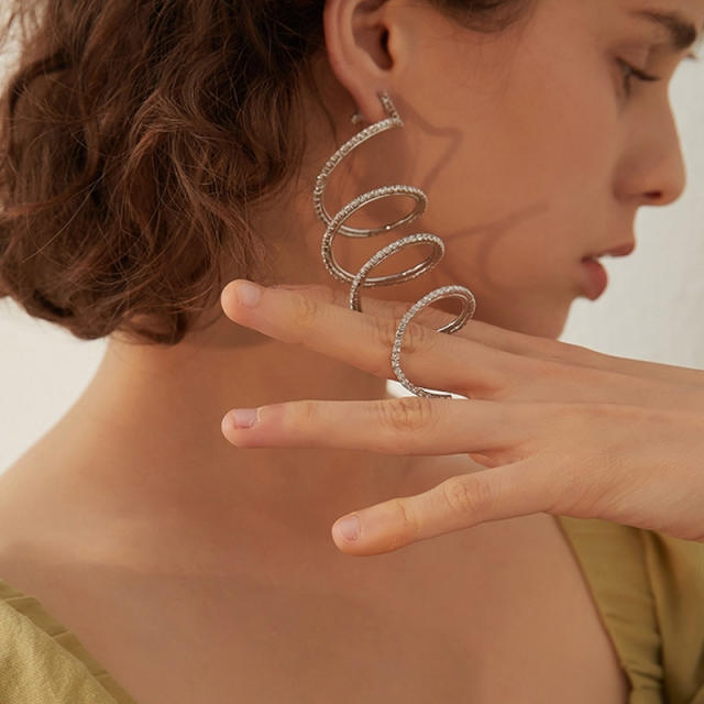 Diamond sprial snake earrings