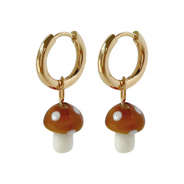 Cute mushroom huggie earrings