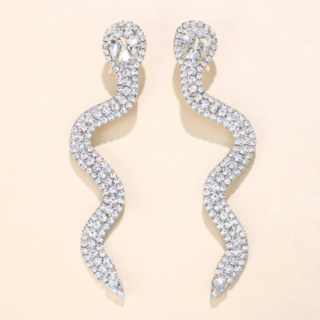 Diamond snake long earrings