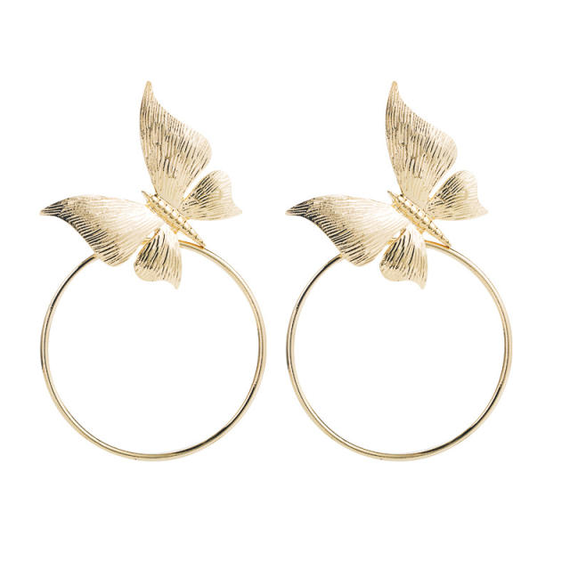 Simple butterfly hoop earrings