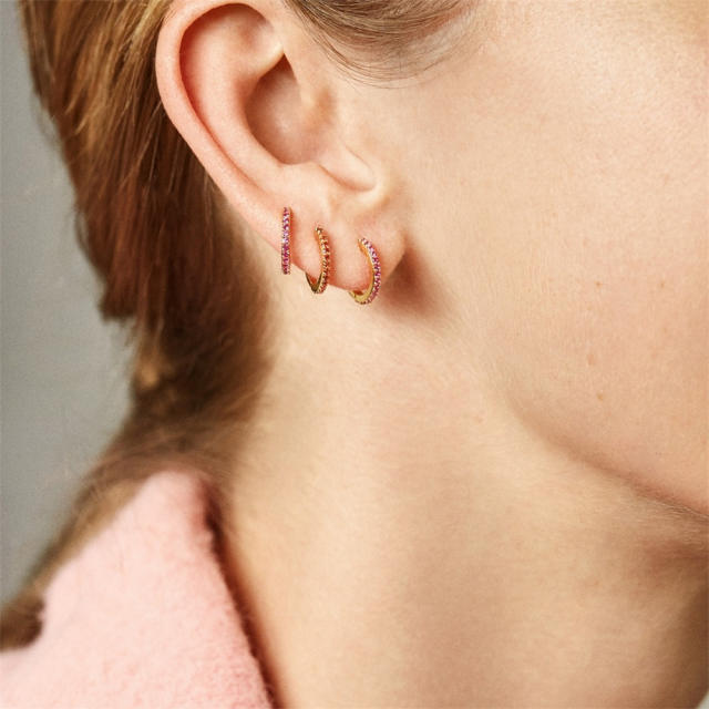 Color diamond huggie earrings