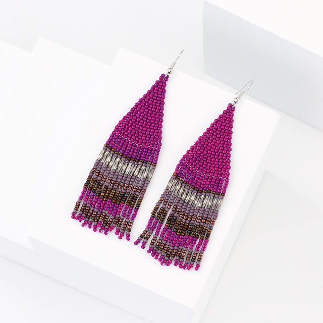 Color seed beads tassel earrings