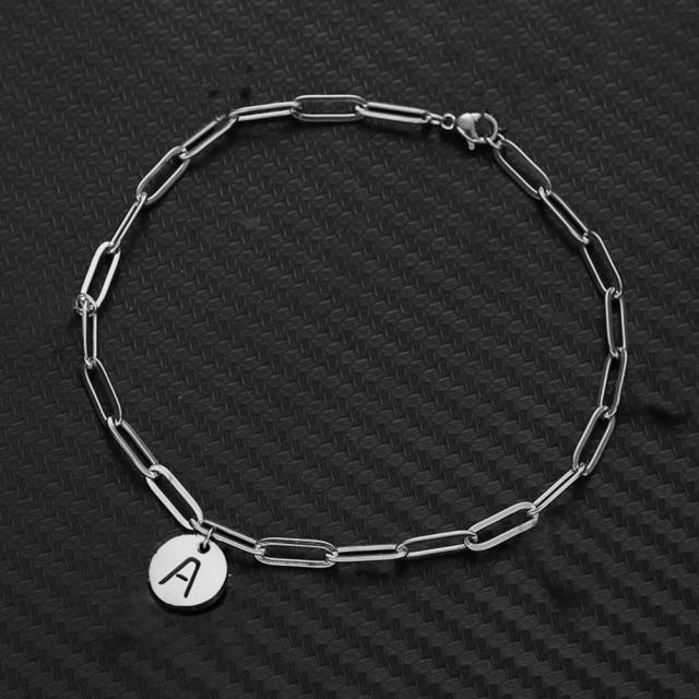 INS stainless steel chain bracelet initial bracelet