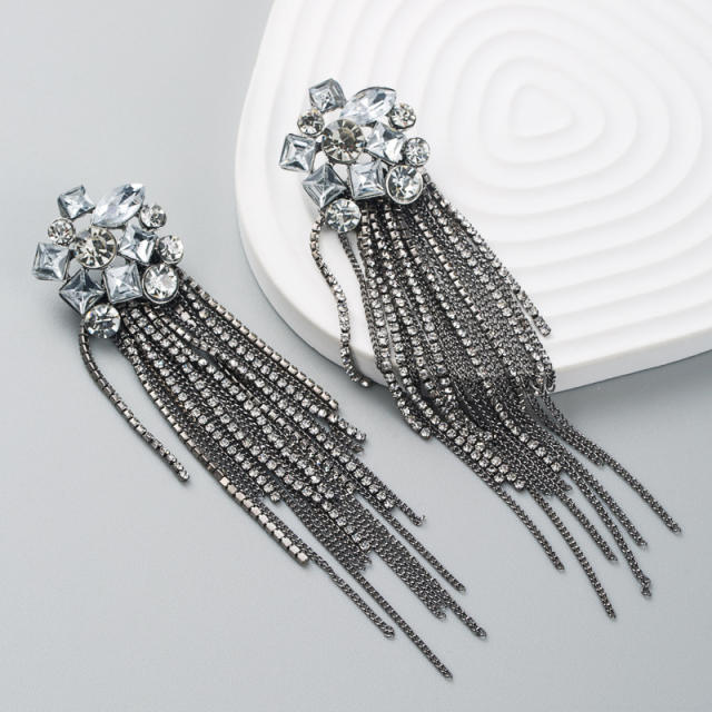 Elegant tassel color glass crystal earrings