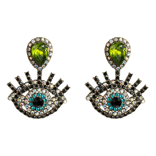 Diamond evil's eye dangling earrings