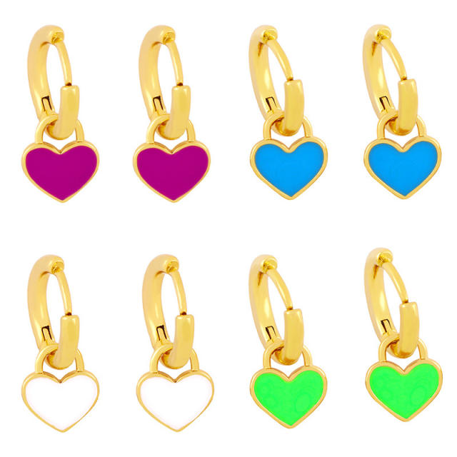 Colorful heart cute huggie earrings