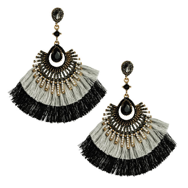 Diamond multi-layer tassel earrings Bohemian