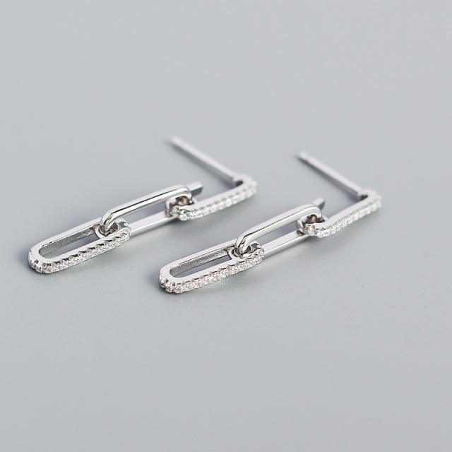Diamond chain S925 dangle earrings
