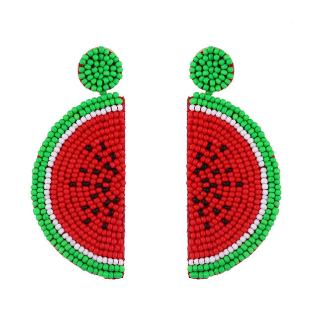 Bohemian watermelon shape seed bead earrings