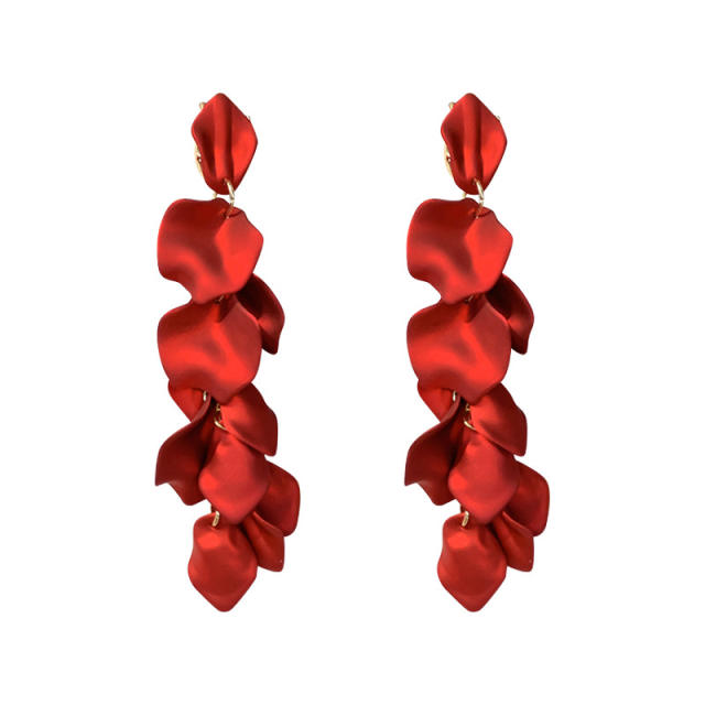 S925 needle colored rose flower petal earrings