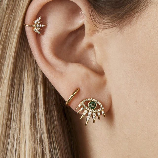 Evil eye rhinestone earrings set