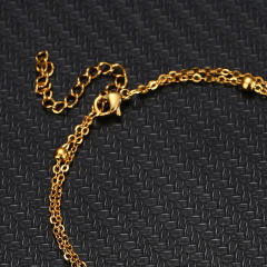 Two layer geometric circle dainty stainless steel bracelet
