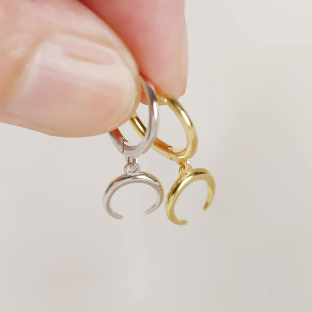 S925 moon huggie earrings