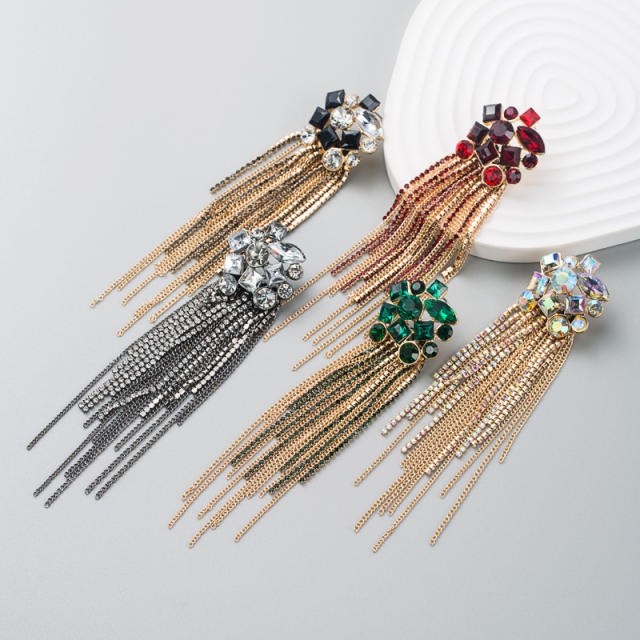 Elegant tassel color glass crystal earrings