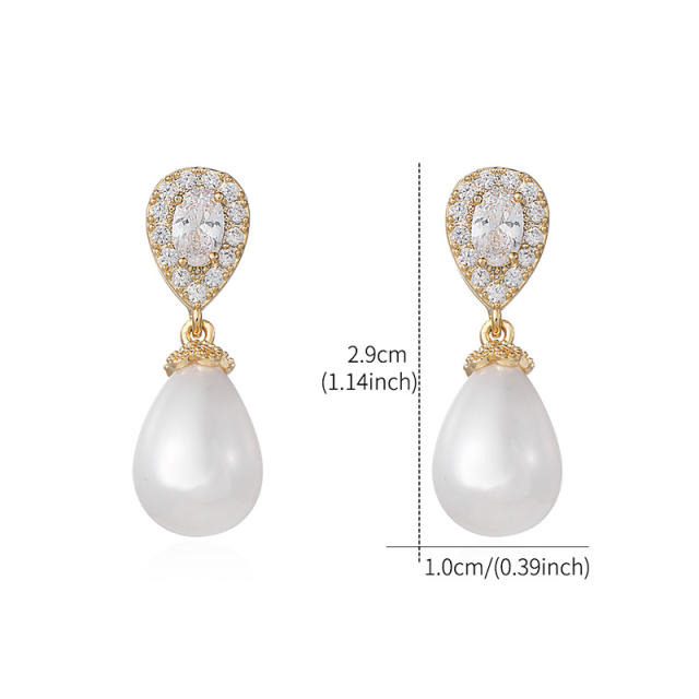 Classic pearl drop bridal earrings