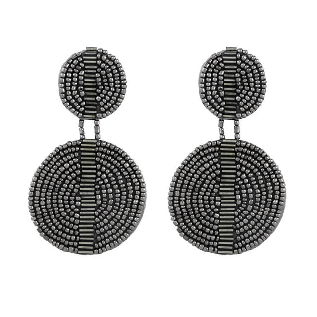 Fashion bohemian round seed bead pendant earrings