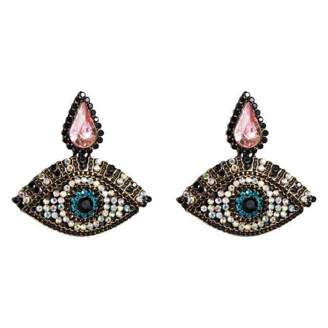 Acrylic diamond evil's eye dangling earrings