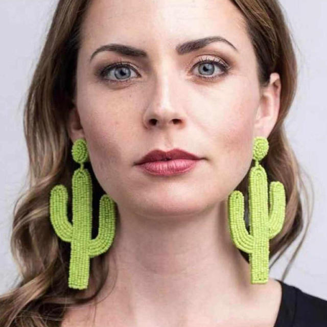 Bohemian cactus seed bead earrings
