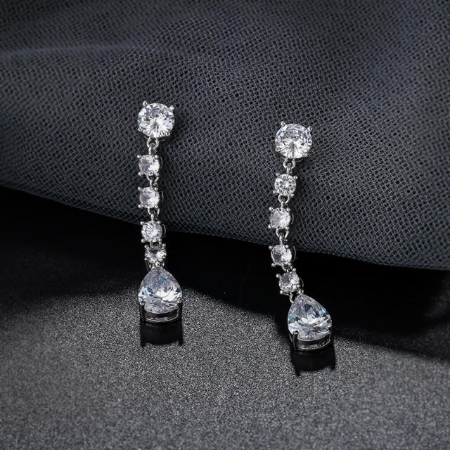 AAA round cubic zircon bridal dangle earrings