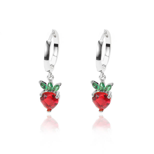 Color cubic zircon fruit huggie earrings
