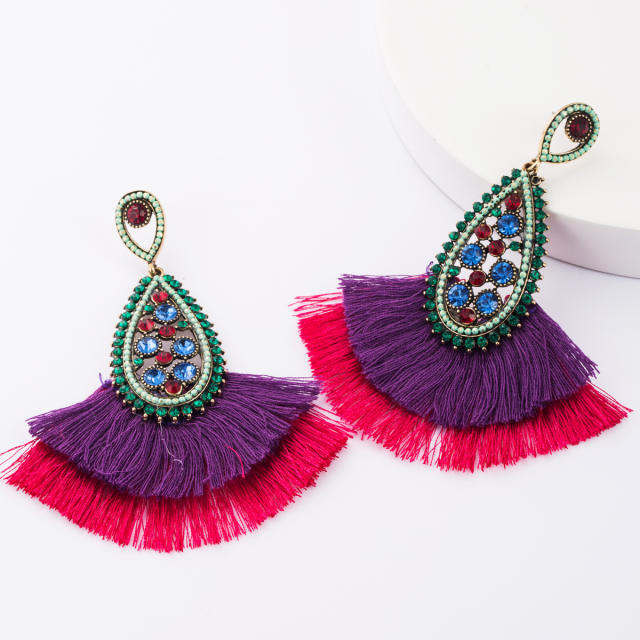 Diamond multi-layer tassel earrings Bohemian