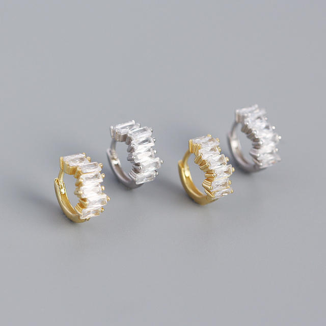 Luxury CZ S925 huggie earrings