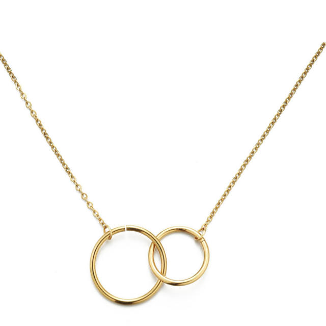Simple geometric circle dainty stainless steel necklace