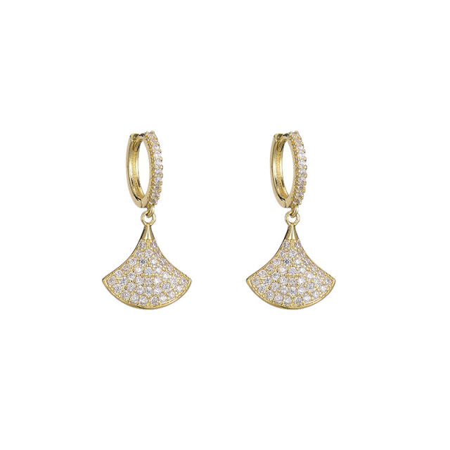 Diamond Ginkgo huggie earrings