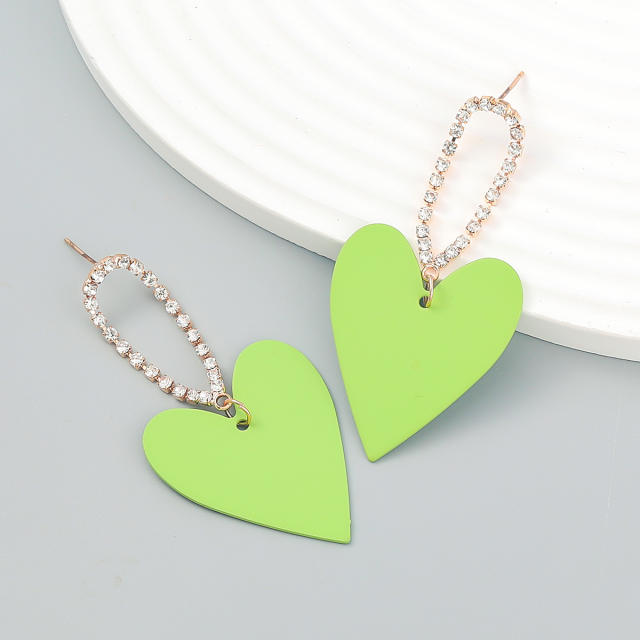 Boho colored heart dangle earrings