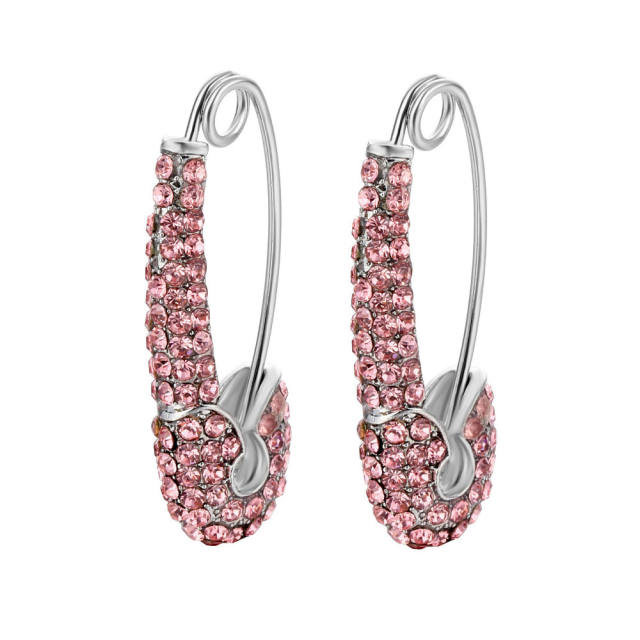 Rhinestone love heart  huggie earrings(1pcs price)