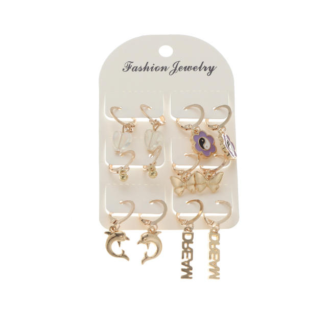 Butterfly flower earrings set