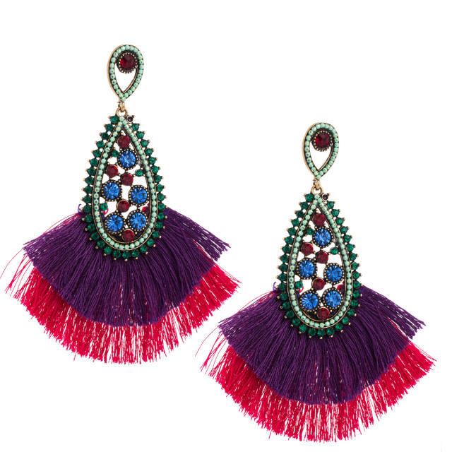 Diamond multi-layer tassel earrings Bohemian