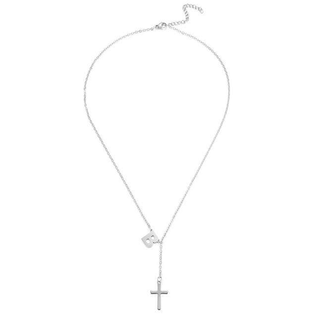 Concise dainty initial stainless steel necklace lariet necklace