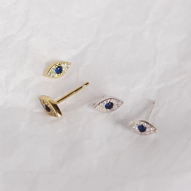 S925 Evil eye diamond stud earrings