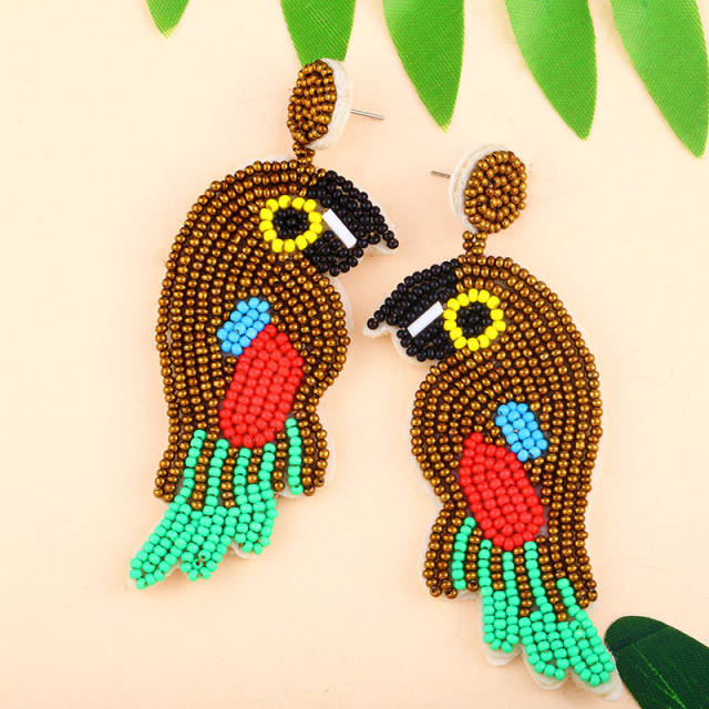 New bohemian style bird seed bead earrings