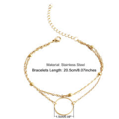 Two layer geometric circle dainty stainless steel bracelet